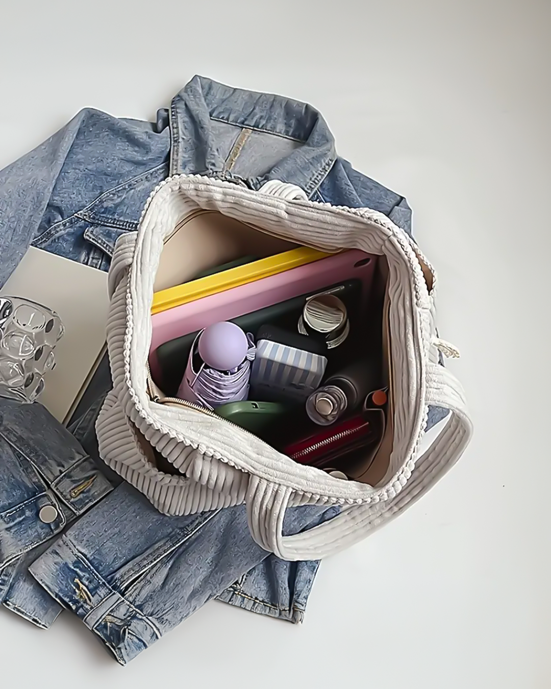 Tilda | Tote Bag z Fakturowanego Materiału ze Szczegółem w Stylu Sznurka