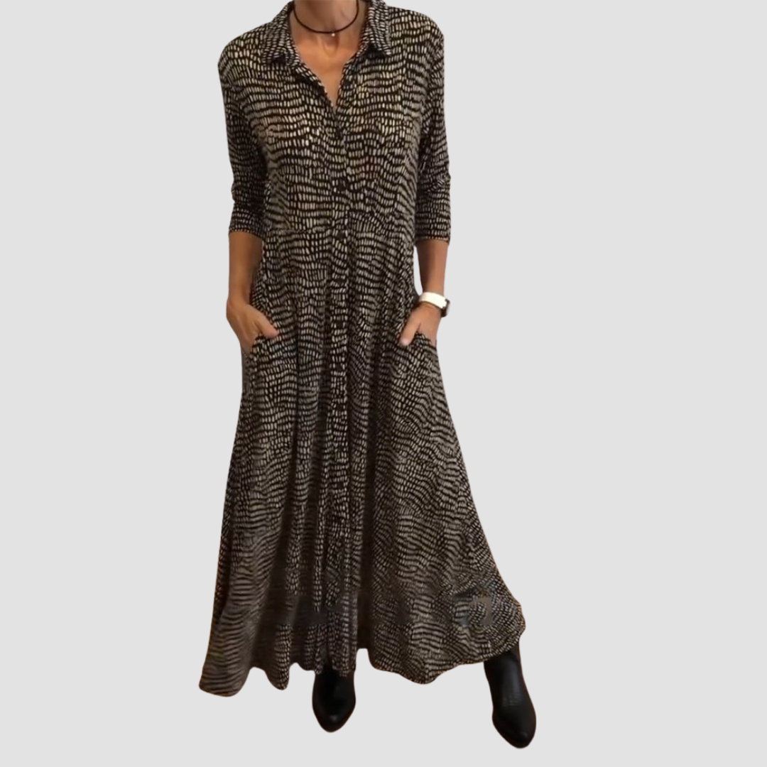 LYVÉA | Elegancka Sukienka Midi z Kieszeniami