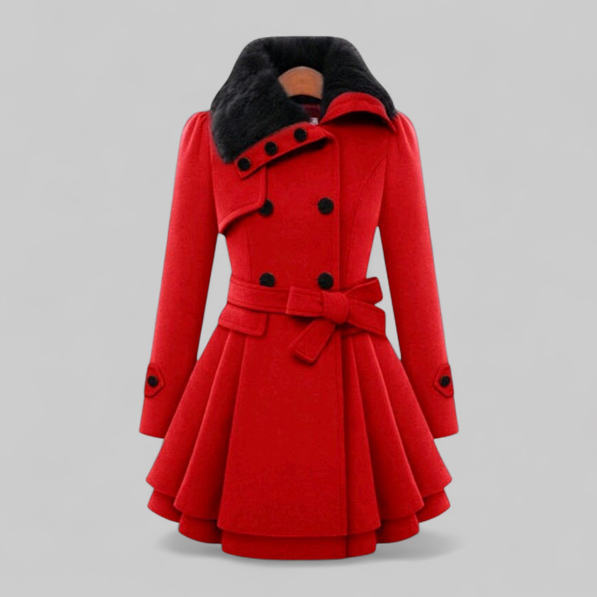 EMMA | Elegancki Płaszcz z Sztucznym Futrzanym Kołnierzem na Zimę