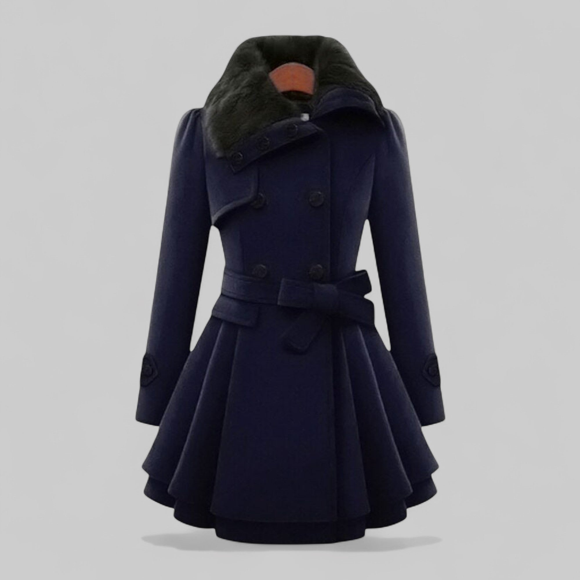 EMMA | Elegancki Płaszcz z Sztucznym Futrzanym Kołnierzem na Zimę