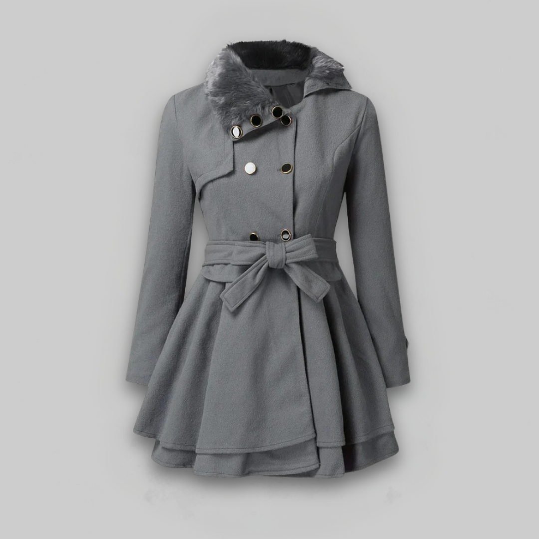 EMMA | Elegancki Płaszcz z Sztucznym Futrzanym Kołnierzem na Zimę
