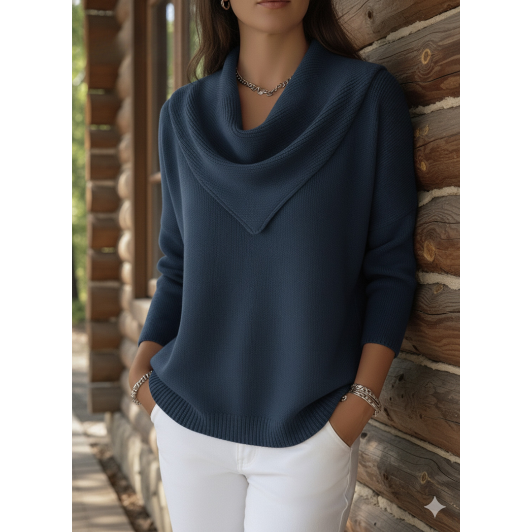 ANNA | Sweter Casual Retro z Kołnierzem Bandana