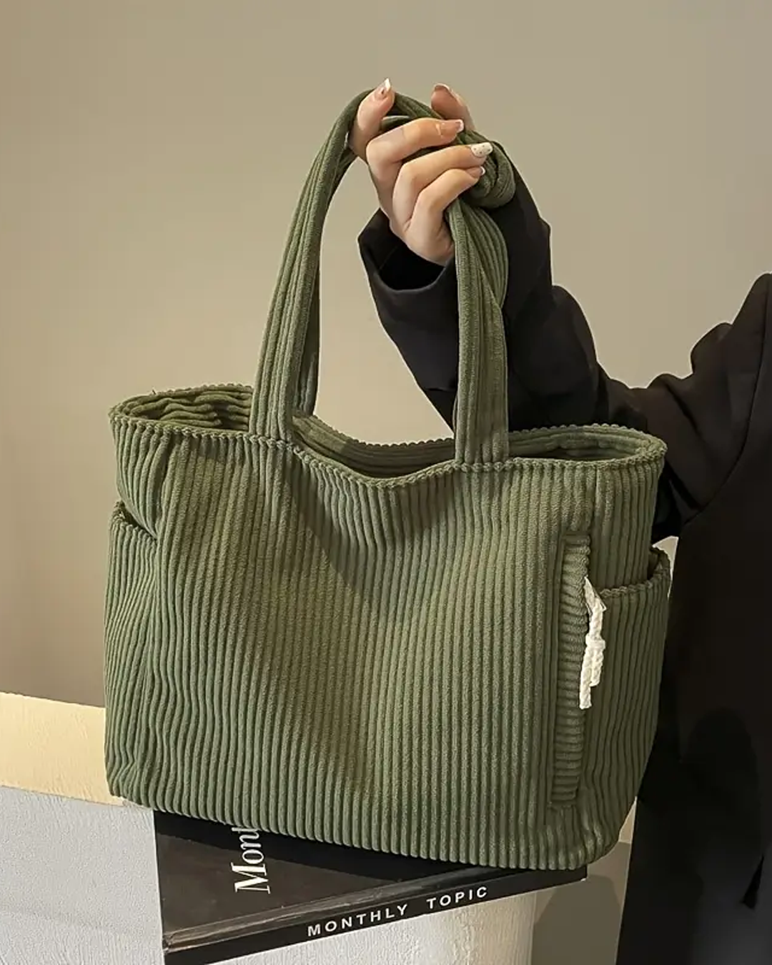 Tilda | Tote Bag z Fakturowanego Materiału ze Szczegółem w Stylu Sznurka