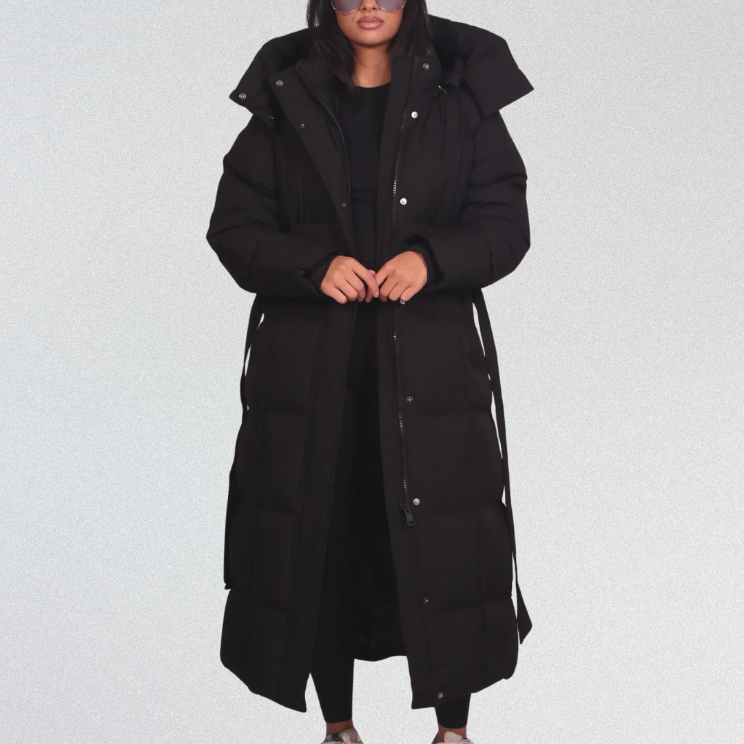 KARMEN | Długi Zasznurowany Płaszcz Puffer