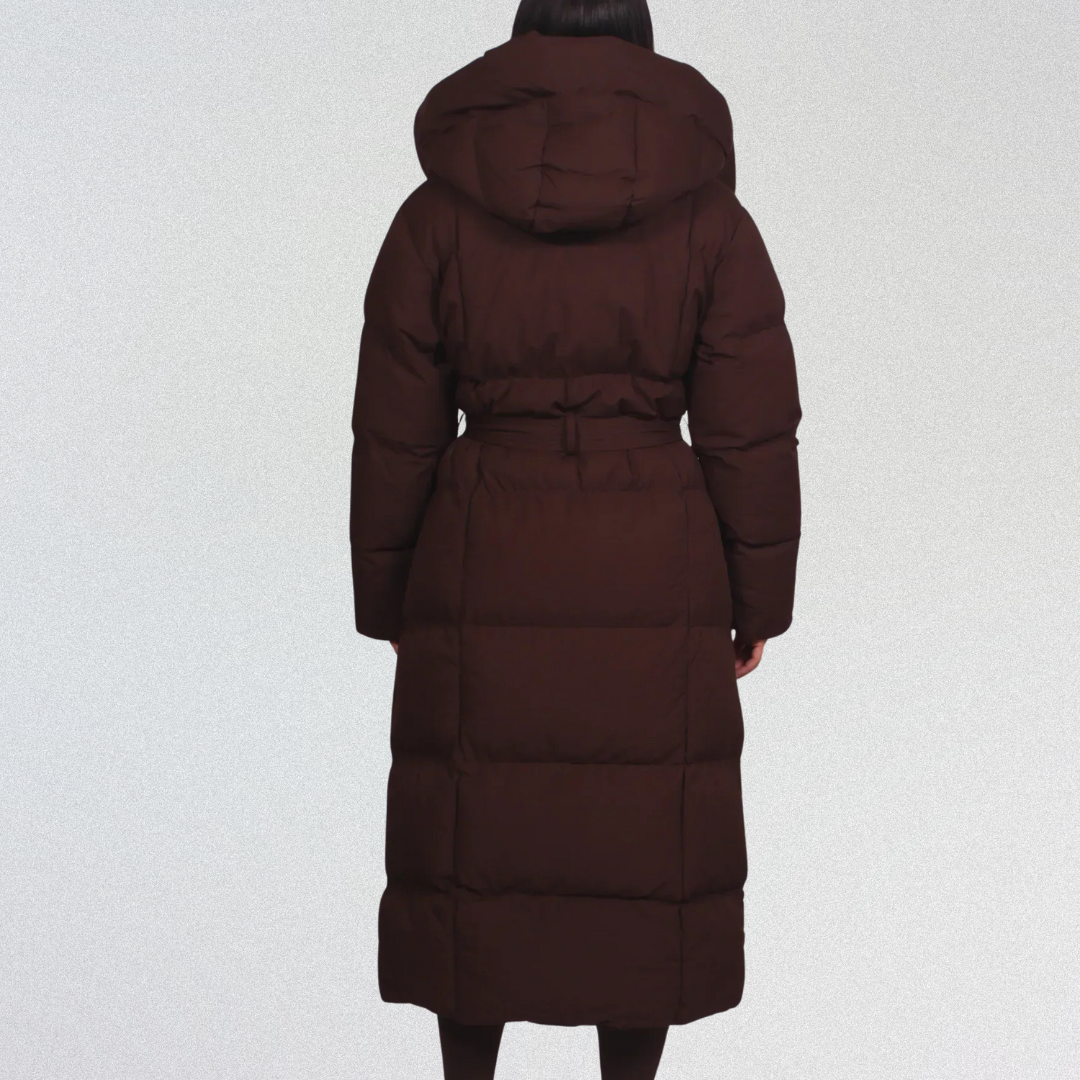 KARMEN | Długi Zasznurowany Płaszcz Puffer