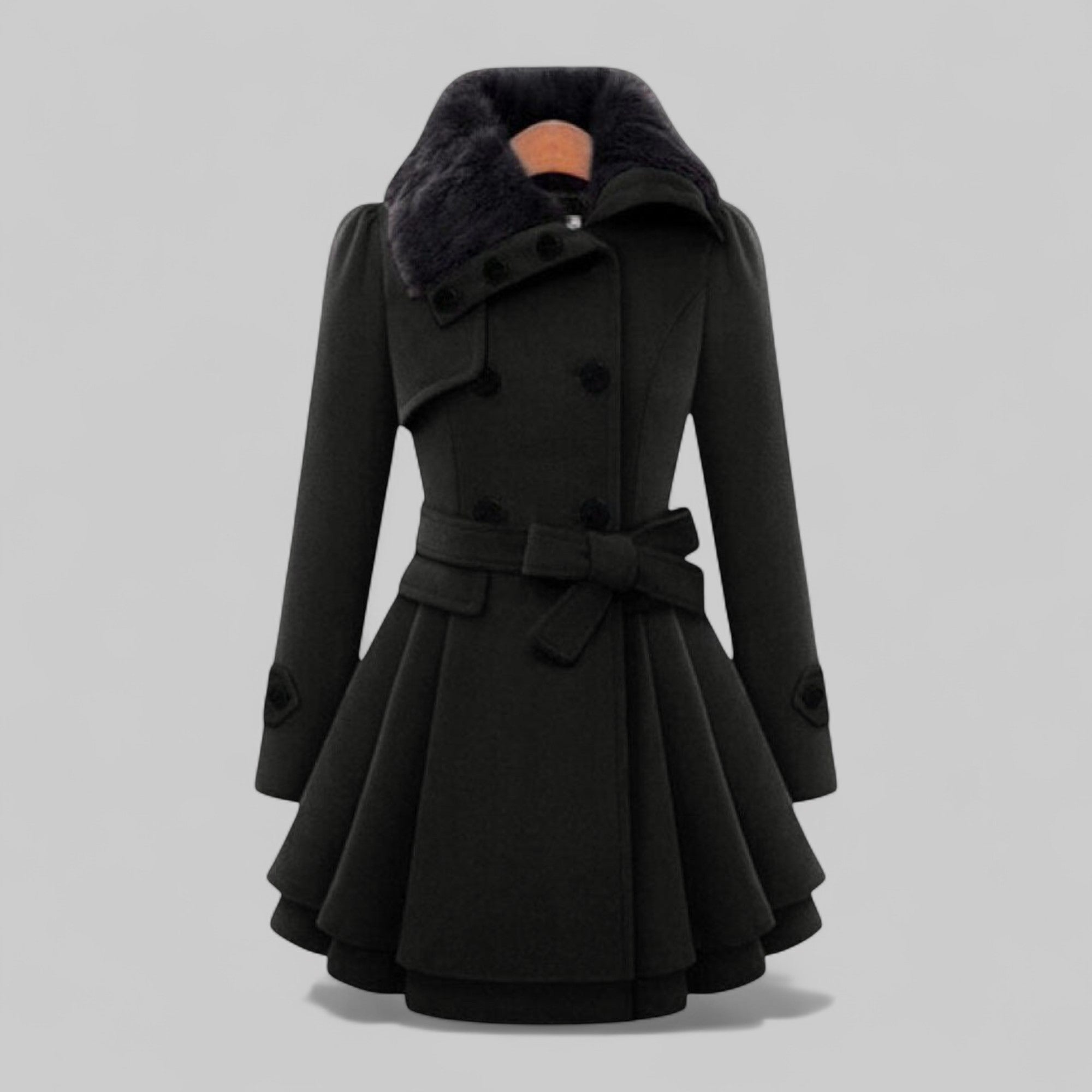 EMMA | Elegancki Płaszcz z Sztucznym Futrzanym Kołnierzem na Zimę