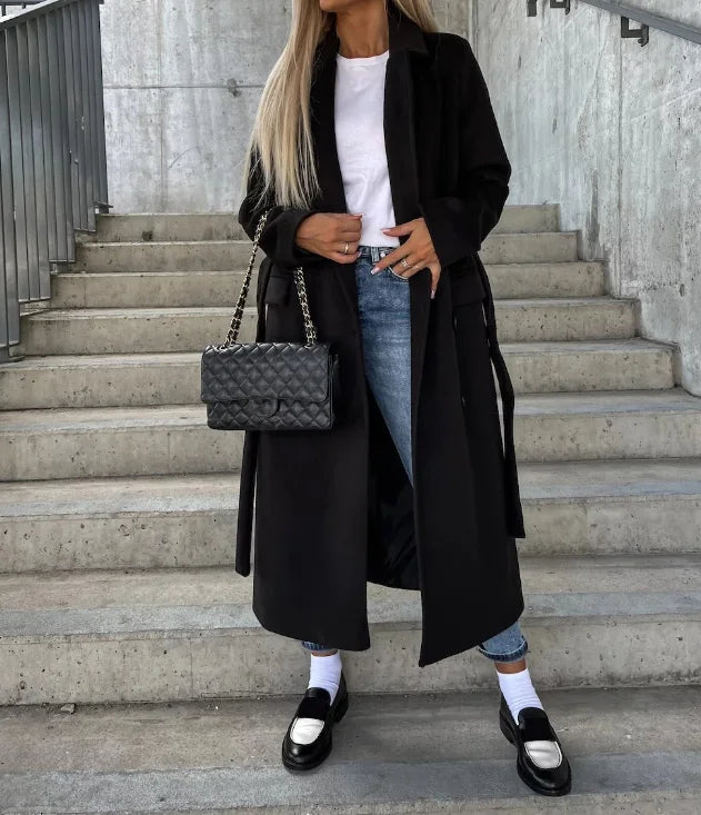 NATALIA | Klasyczny Płaszcz Trench z Kokardą