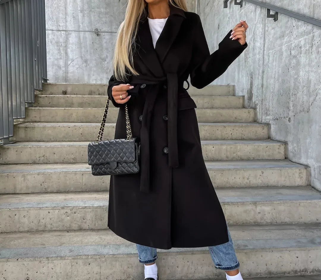 NATALIA | Klasyczny Płaszcz Trench z Kokardą